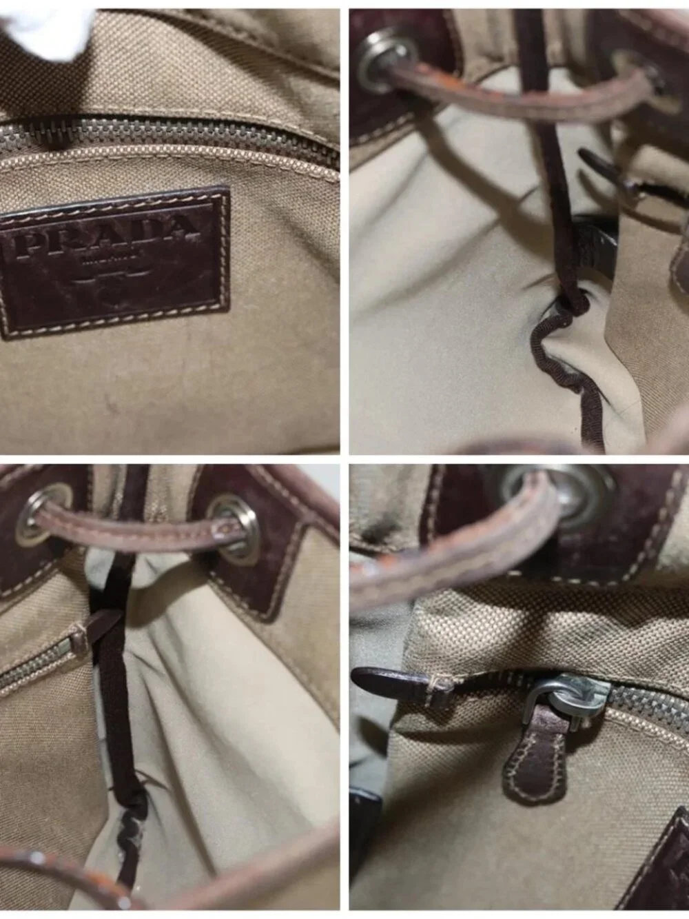 PRADA Shoulder Bag Canvas Beige Auth hk2410 - Picture 15 of 16